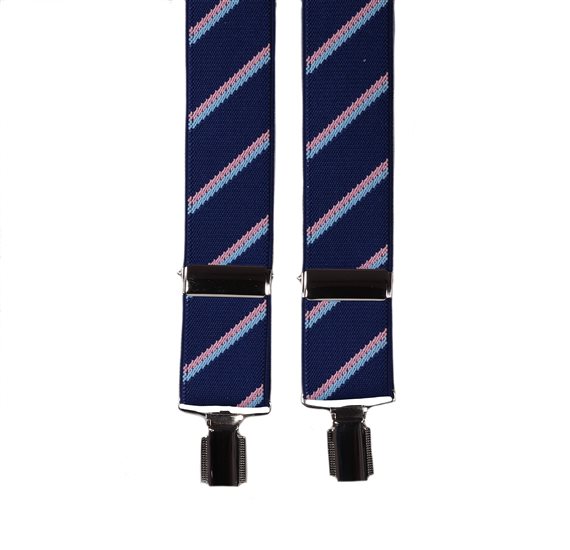 Blue Elastic Braces with Pink Stripes