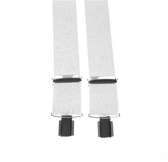White Paisley Elastic Braces