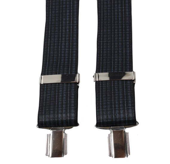 Charcoal Grey Checked Elastic Braces
