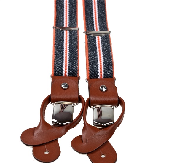 Grey and Orange Stripes Skinny Elastic Braces