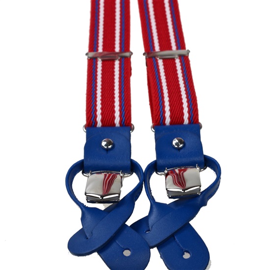 Red and Royal Blue Striped Skinny Elastic Braces