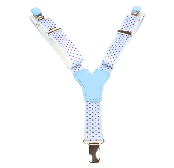 Sky Blue with Brown Dots - Boys' Elastic Braces