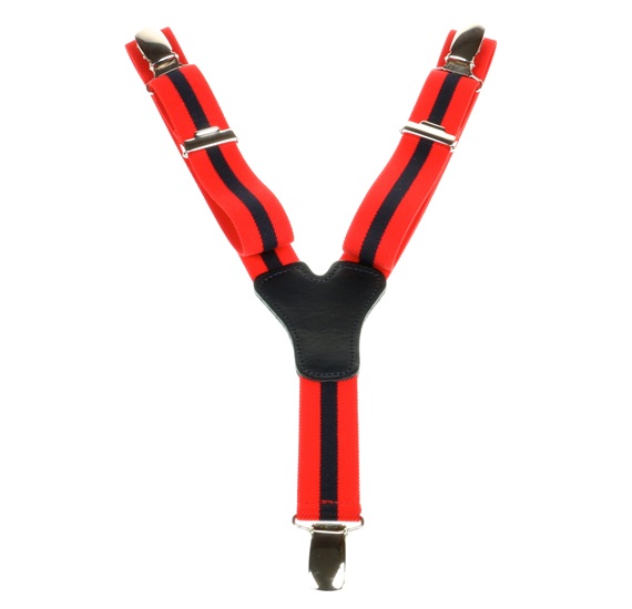 Red and Deep Blue Stripes - Boys' Elastic Braces