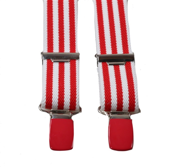 Red and White Stripes - Boys' Elastic Braces
