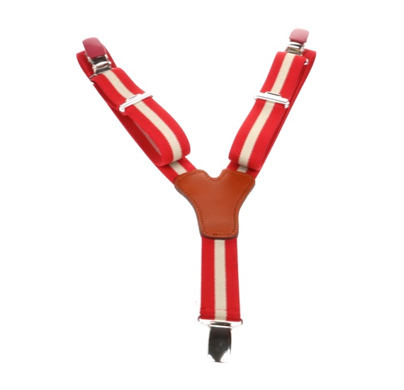 Red and Beige Striped - Boys' Elastic Braces