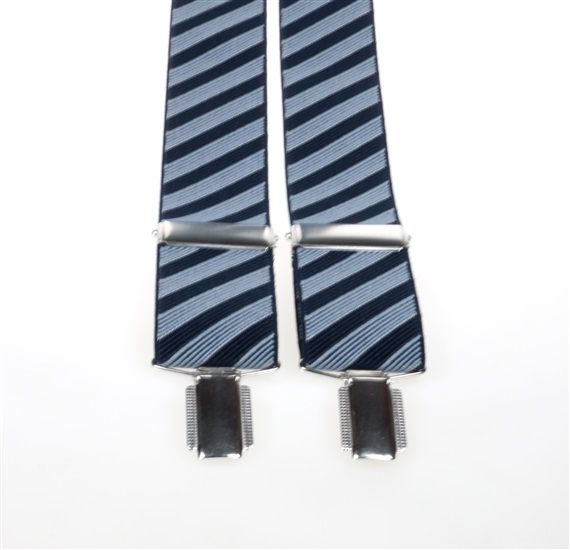 Navy Blue and Sky Blue Striped Elastic Braces