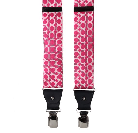Fuxia Natural Silk Elastic Braces with White Links