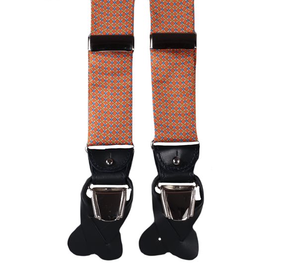 Orange Natural Silk Elastic Braces with Blue Links