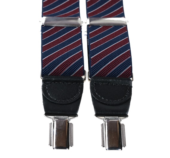 Navy Blue and Burgundy Stripes XXL Elastic Braces