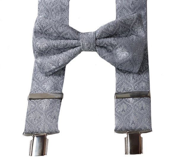Grey Braces and Bow Tie