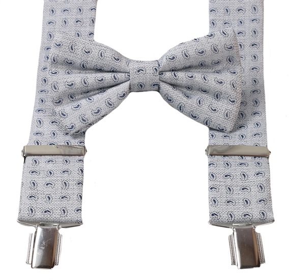 Grey Braces and Bow Tie with Paisley