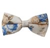 Beige Bow Tie with Blue and Camel Flowers