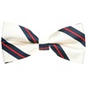 Light Beige Bow Tie with Blue and Red Stripes