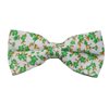 White Bow Tie with Green Flowers