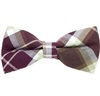 Beige, White and Purple Tartan Bow Tie
