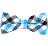 Turquoise and White Vichy Tartan Bow Tie