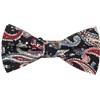 Black Bow Tie with Garnet, White and Blue Paisley