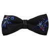 Black Bow Tie with Blue Glass Beads Embroidery