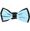 Black and Sky Blue Satin Bow Tie