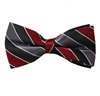 Grey, Black and Garnet Stripes Bow Tie