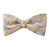 Yellow Silk Bow Tie and Pocket Square with Blue Paisley