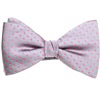 Grey Silk Bow Tie and Pocket Square with Pink Dots