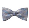 Grey Silk Bow Tie and Pocket Square with Blue Paisley