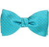 Turquoise Silk Bow Tie and Pocket Square with Dots
