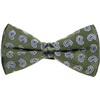 Green Bow Tie and Pocket Square with Paisley