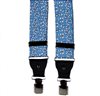 Royal Blue Natural Silk Elastic Braces White Floral